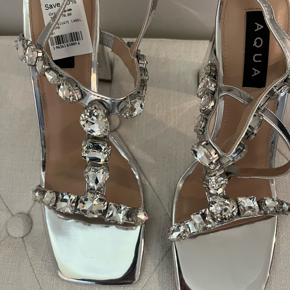 Aqua Silver Embellished Women's Sandals